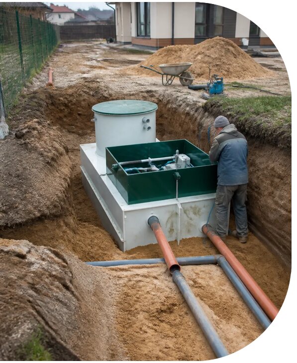 Монтаж станции биологической очистки для дома в Россоши